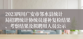 2023四川广安市邻水县统计局招聘统计协统员递补复检结果、考察结果及拟聘用人员公示