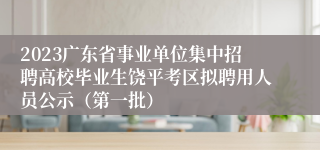 2023广东省事业单位集中招聘高校毕业生饶平考区拟聘用人员公示（第一批）