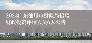 2023广东汕尾市财政局招聘财政投资评审人员6人公告