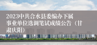 2023中共合水县委编办下属事业单位选调笔试成绩公告（甘肃庆阳）