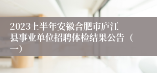 2023上半年安徽合肥市庐江县事业单位招聘体检结果公告（一）