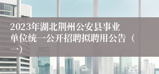 2023年湖北荆州公安县事业单位统一公开招聘拟聘用公告（一）