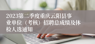 2023第二季度重庆云阳县事业单位（考核）招聘总成绩及体检人选通知