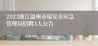 2023浙江温州市瑞安市应急管理局招聘3人公告