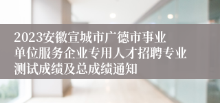 2023安徽宣城市广德市事业单位服务企业专用人才招聘专业测试成绩及总成绩通知