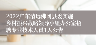 2022广东清远佛冈县委实施乡村振兴战略领导小组办公室招聘专业技术人员1人公告