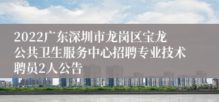 2022广东深圳市龙岗区宝龙公共卫生服务中心招聘专业技术聘员2人公告