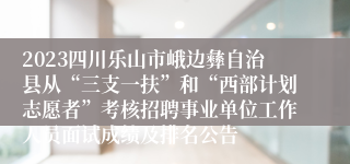 2023四川乐山市峨边彝自治县从“三支一扶”和“西部计划志愿者”考核招聘事业单位工作人员面试成绩及排名公告