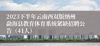 2023下半年云南西双版纳州勐海县教育体育系统紧缺招聘公告（41人）