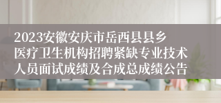 2023安徽安庆市岳西县县乡医疗卫生机构招聘紧缺专业技术人员面试成绩及合成总成绩公告