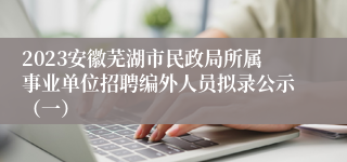 2023安徽芜湖市民政局所属事业单位招聘编外人员拟录公示（一）