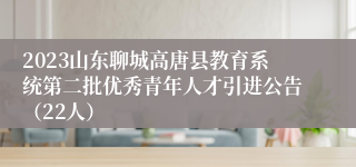 2023山东聊城高唐县教育系统第二批优秀青年人才引进公告（22人）