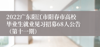 2022广东阳江市阳春市高校毕业生就业见习招募68人公告（第十一期）