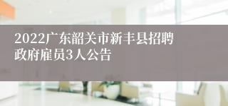 2022广东韶关市新丰县招聘政府雇员3人公告