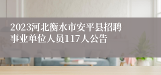 2023河北衡水市安平县招聘事业单位人员117人公告