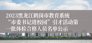 2023黑龙江鹤岗市教育系统“市委书记进校园”引才活动第一批体检合格人员名单公示