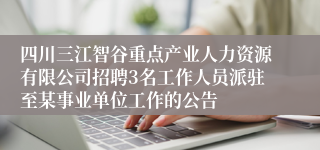 四川三江智谷重点产业人力资源有限公司招聘3名工作人员派驻至某事业单位工作的公告