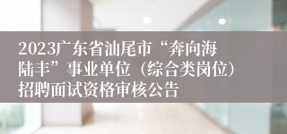 2023广东省汕尾市“奔向海陆丰”事业单位（综合类岗位）招聘面试资格审核公告