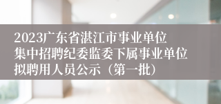2023广东省湛江市事业单位集中招聘纪委监委下属事业单位拟聘用人员公示（第一批）