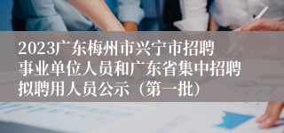 2023广东梅州市兴宁市招聘事业单位人员和广东省集中招聘拟聘用人员公示（第一批）