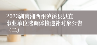 2023湖南湘西州泸溪县县直事业单位选调体检递补对象公告（二）