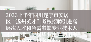 2023上半年四川遂宁市安居区“遂州英才”考核招聘引进高层次人才和急需紧缺专业技术人才第二批（应届毕业生）聘用考察结果及拟聘用名单公示