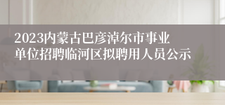 2023内蒙古巴彦淖尔市事业单位招聘临河区拟聘用人员公示