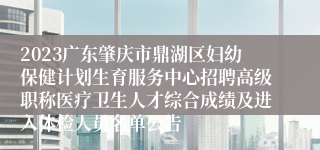 2023广东肇庆市鼎湖区妇幼保健计划生育服务中心招聘高级职称医疗卫生人才综合成绩及进入体检人员名单公告