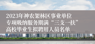 2023年神农架林区事业单位专项吸纳服务期满“三支一扶”高校毕业生拟聘用人员名单