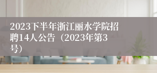 2023下半年浙江丽水学院招聘14人公告（2023年第3号）