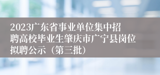 2023广东省事业单位集中招聘高校毕业生肇庆市广宁县岗位拟聘公示（第三批）