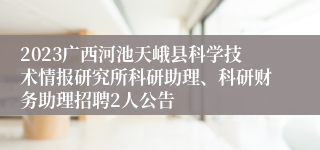 2023广西河池天峨县科学技术情报研究所科研助理、科研财务助理招聘2人公告