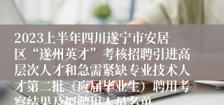 2023上半年四川遂宁市安居区“遂州英才”考核招聘引进高层次人才和急需紧缺专业技术人才第二批（应届毕业生）聘用考察结果及拟聘用人员名单