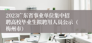 2023广东省事业单位集中招聘高校毕业生拟聘用人员公示（梅州市）