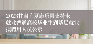 2023甘肃临夏康乐县支持未就业普通高校毕业生到基层就业拟聘用人员公示