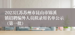 2023江苏苏州市昆山市锦溪镇招聘编外人员拟录用名单公示（第一批）