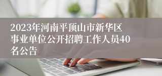 2023年河南平顶山市新华区事业单位公开招聘工作人员40名公告