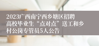 2023广西南宁西乡塘区招聘高校毕业生“点对点”送工和乡村公岗专管员5人公告