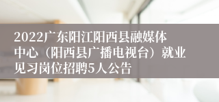 2022广东阳江阳西县融媒体中心（阳西县广播电视台）就业见习岗位招聘5人公告