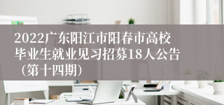 2022广东阳江市阳春市高校毕业生就业见习招募18人公告（第十四期）