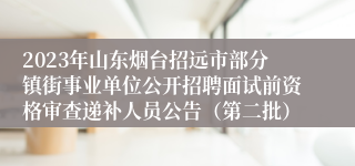 2023年山东烟台招远市部分镇街事业单位公开招聘面试前资格审查递补人员公告（第二批） 