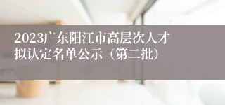 2023广东阳江市高层次人才拟认定名单公示（第二批）