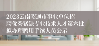 2023云南昭通市事业单位招聘优秀紧缺专业技术人才第六批拟办理聘用手续人员公示