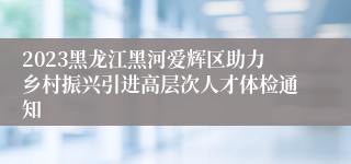 2023黑龙江黑河爱辉区助力乡村振兴引进高层次人才体检通知