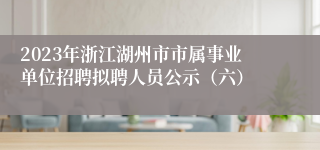 2023年浙江湖州市市属事业单位招聘拟聘人员公示（六）