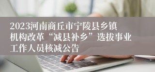 2023河南商丘市宁陵县乡镇机构改革“减县补乡”选拔事业工作人员核减公告