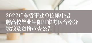 2022广东省事业单位集中招聘高校毕业生阳江市考区合格分数线及资格审查公告