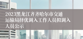 2023黑龙江齐齐哈尔市交通运输局择优调入工作人员拟调入人员公示