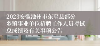 2023安徽池州市东至县部分乡镇事业单位招聘工作人员考试总成绩及有关事项公告