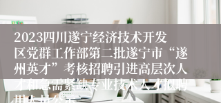 2023四川遂宁经济技术开发区党群工作部第二批遂宁市“遂州英才”考核招聘引进高层次人才和急需紧缺专业技术人才拟聘用人员公示